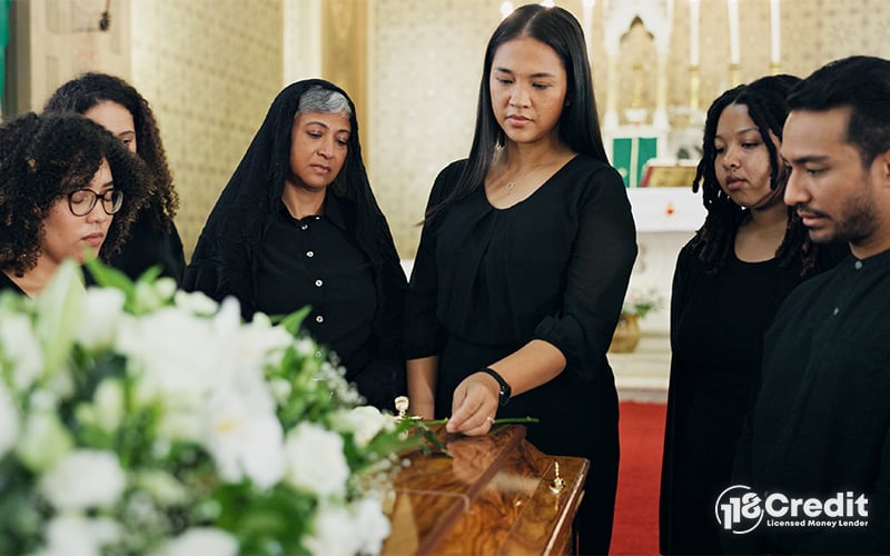 A family at a funeral in Singapore
