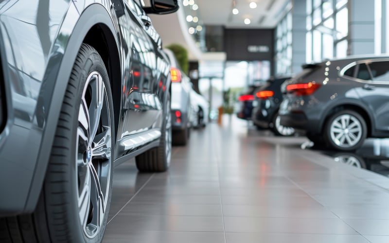 New cars displayed in a showroom for car loan financing.